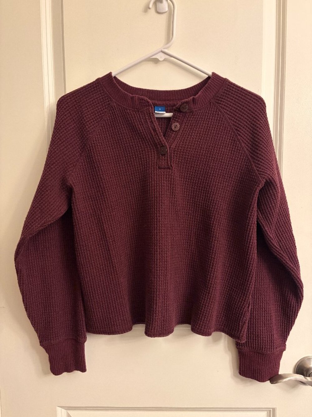 Old Navy Thermal-Knit Waffle Henley Top โ "Raisin Arizona" Plum โ Small